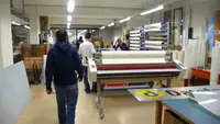 Picking up the first prints at the printshop, 18 December 2012
